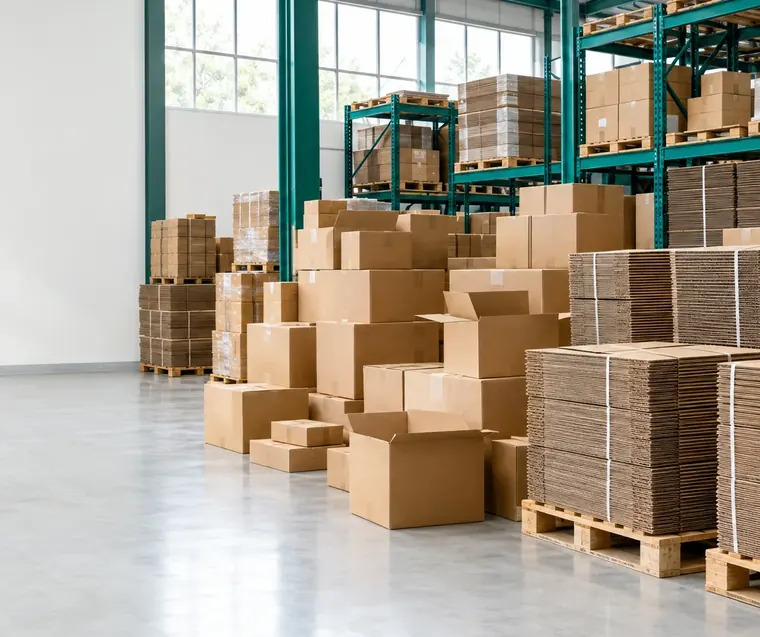 Thùng carton và tấm carton xếp chồng